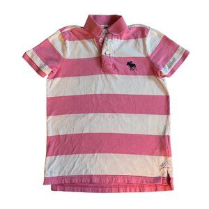 Abercrombie Boys Classic Pink and White Striped Shirt - Pre-Owned - Medium